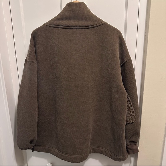 Free People Mia Henley Sweatshirt Size: Large in Brown Wood Green - Picture 6 of 10